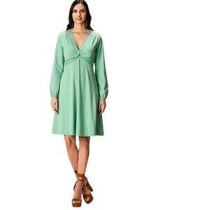 eShakti Knot Front Empire Cotton Knit Dress 1X/18W